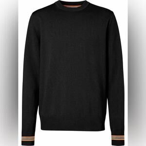BURBERRY Check Motif Wool Crewneck Sweater M